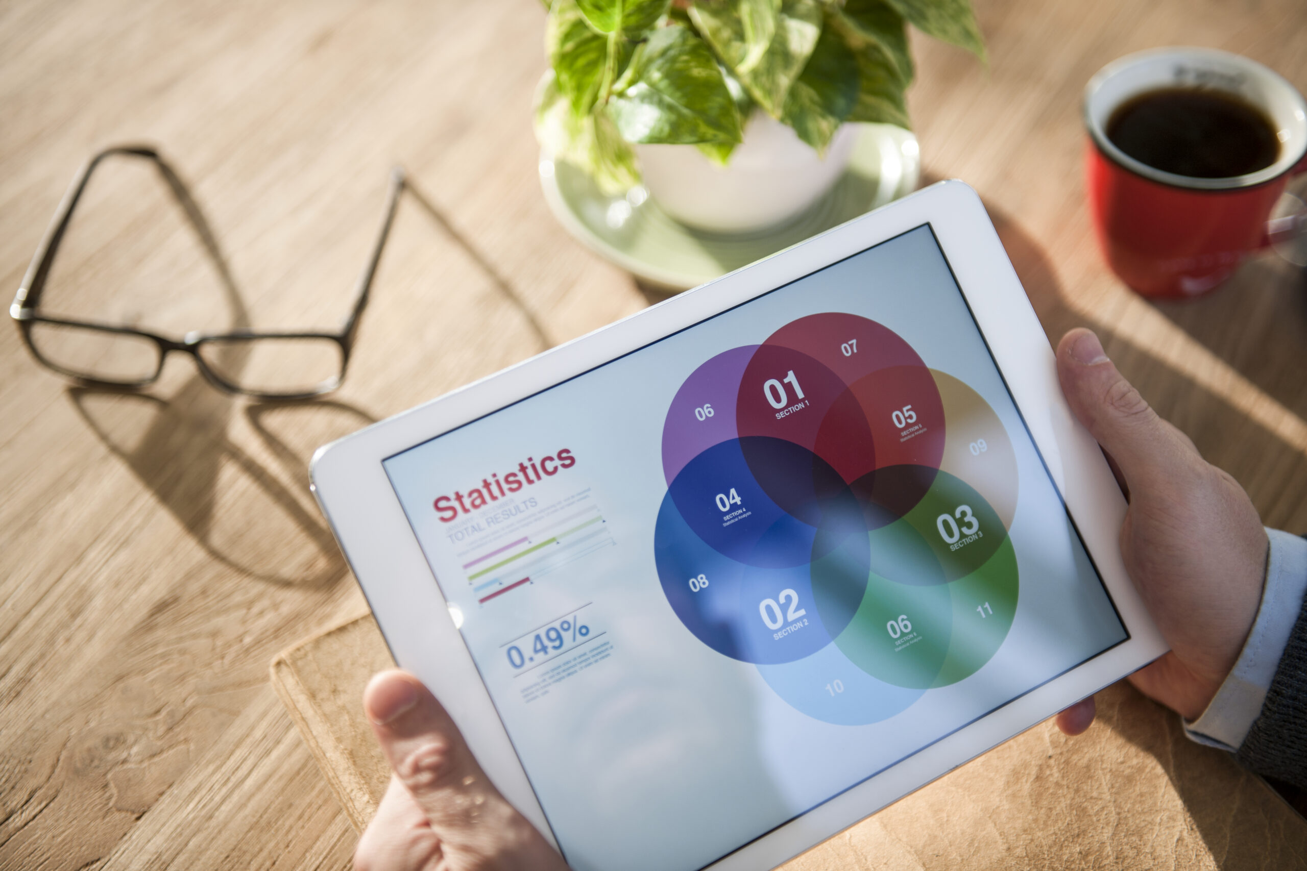 Staistics Business Strategy Planning Research Digital Tablet Con